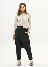 Two-buckle trousers with black ribbon trim - 00