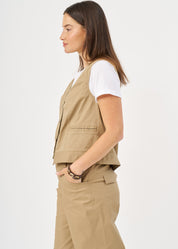 Beige ribbon combination vest