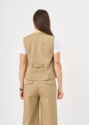 Beige ribbon combination vest