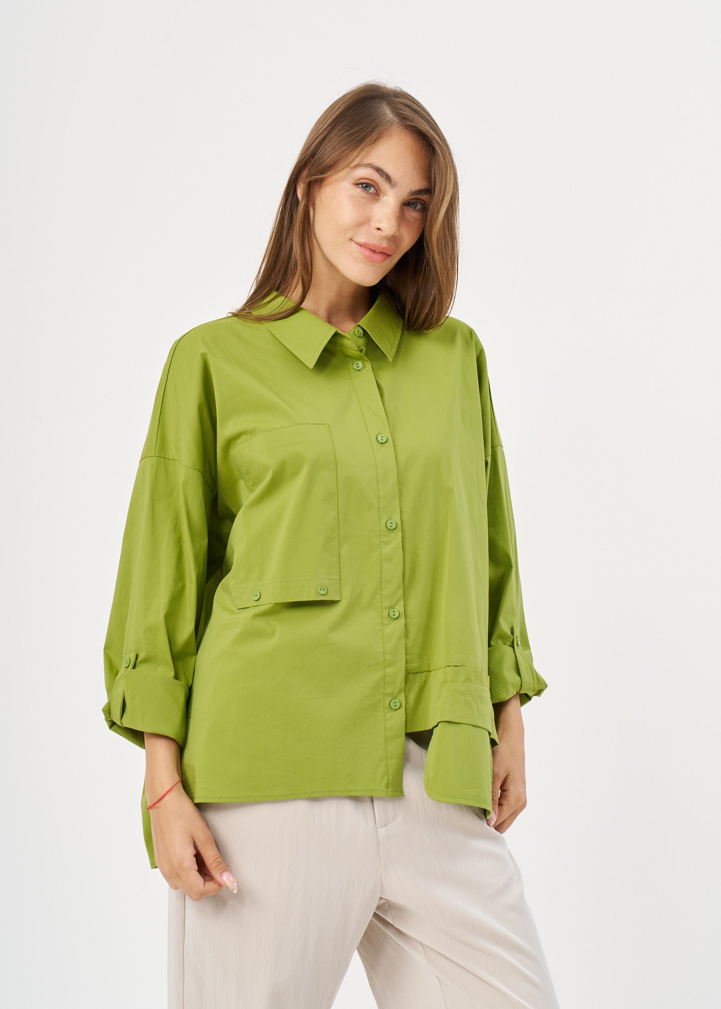 Long sleeve buttoned up pocket green