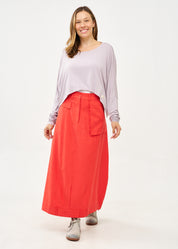 Red faux-belt hem skirt
