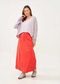 Red faux-belt hem skirt - 00