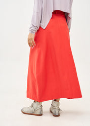 Red faux-belt hem skirt