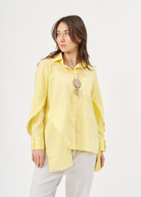 Yellow open sleeve asymmetric men's shirt - 00