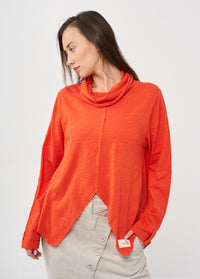 Slim golf shirt with orange flared hem - 00