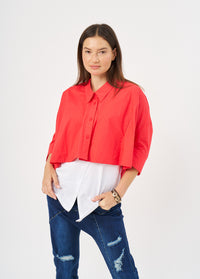 Red deep collar button-up - 99