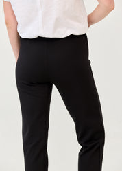 Black trousers with lycra, elastic, and an internal drawstring