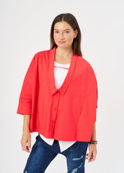 Red deep collar button-up