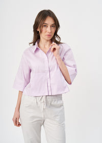 Short purple button-down shirt - 02