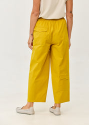 מכנסיים רגל רחבה כיסים ישרים חרדל