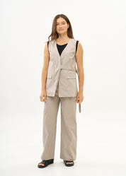 Gray waistcoat with half belt