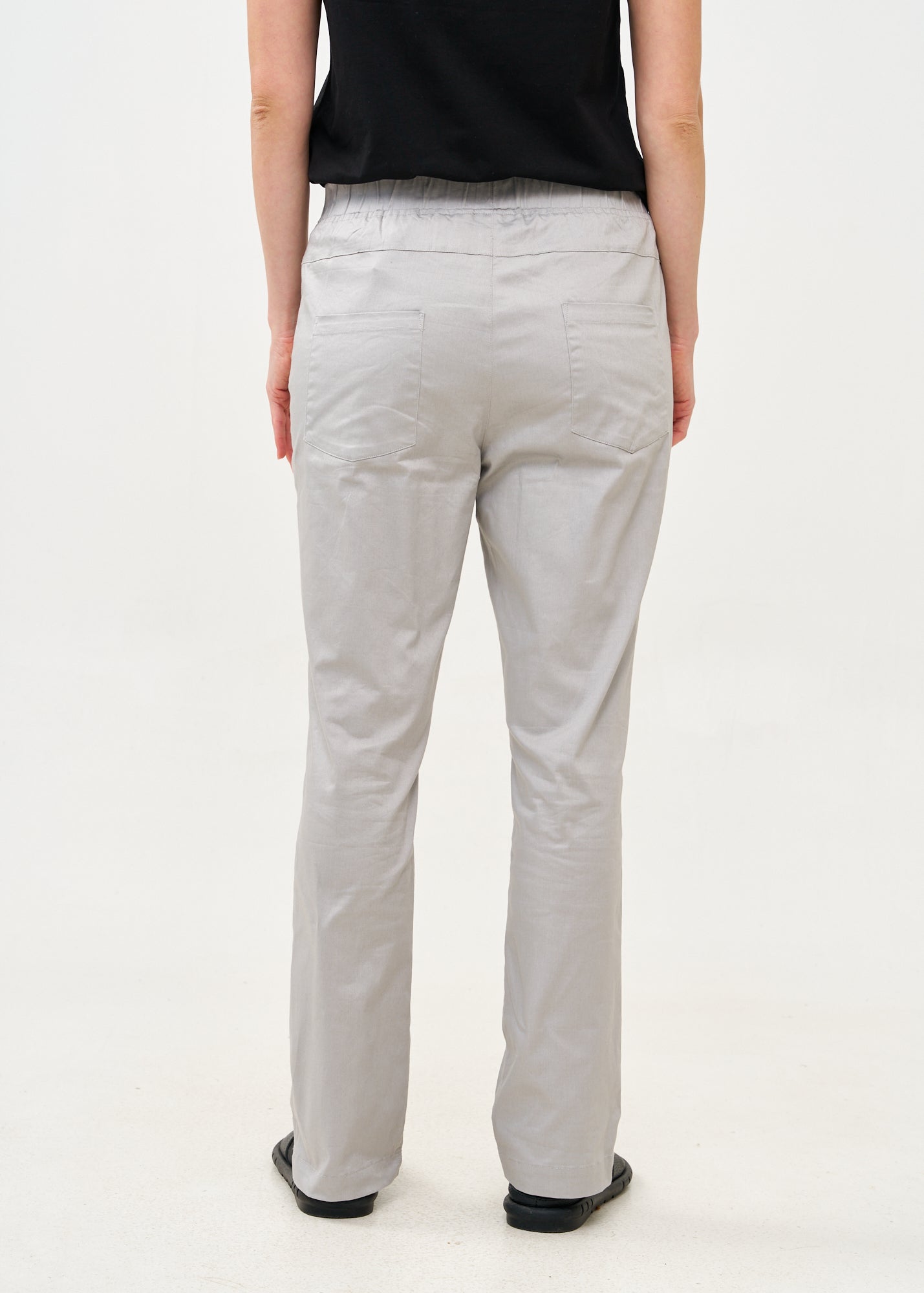 Long pants with elastic top 5 pockets light gray