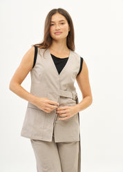 Gray waistcoat with half belt