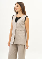Gray waistcoat with half belt