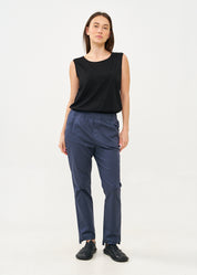 Long pants with elastic top 5 pockets dark blue
