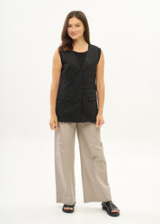 Black vest with a half-belt