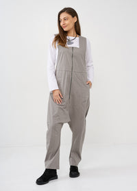 Gray front zippered overalls - 00