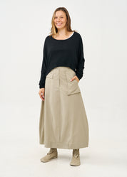 Skirt with faux-belt hem, stone