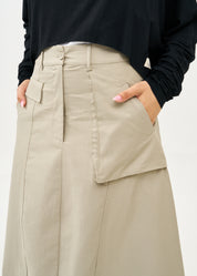 Skirt with faux-belt hem, stone