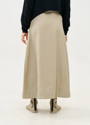 Skirt with faux-belt hem, stone