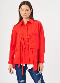 Buttoned, square pockets and red ribbons - 00