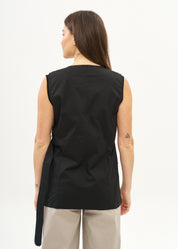 Black vest with a half-belt