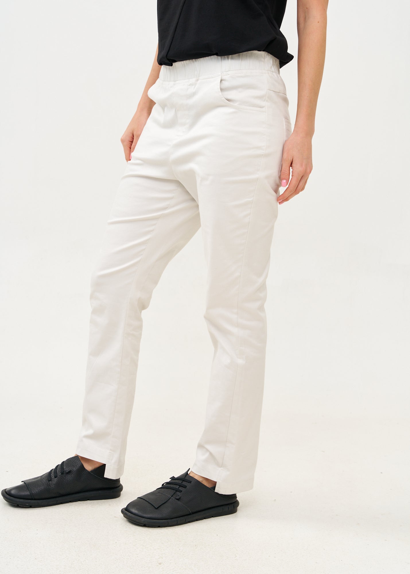 Long pants with elastic top 5 pockets Stone