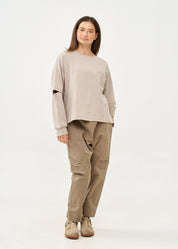 Grey Long Sleeve Sweatshirt with Open Back