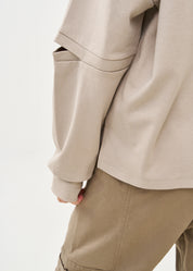 Grey Long Sleeve Sweatshirt with Open Back