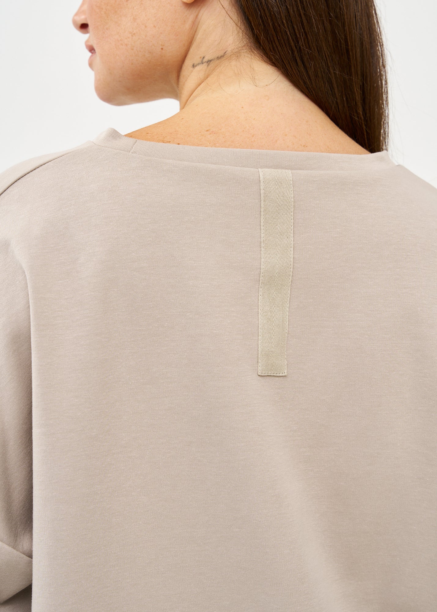 Grey Long Sleeve Sweatshirt with Open Back