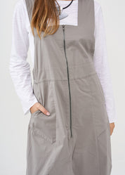 Gray front zippered overalls
