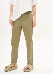 Pants with elastic and inner drawstring, green