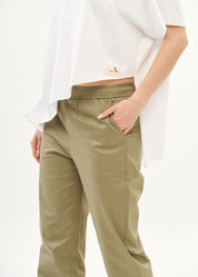 Pants with elastic and inner drawstring, green