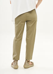 Pants with elastic and inner drawstring, green