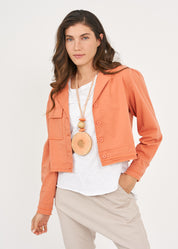 Jacket with two front pockets and a cropped hem, orange