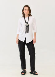 Diagonal stitching ends 3/4 white sleeve