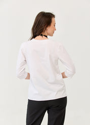 Diagonal stitching ends 3/4 white sleeve