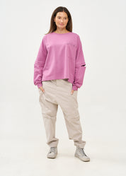 Purple Long Sleeve Sweatshirt with Open Back