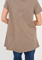 Brown long back triangle stripe T-shirt
