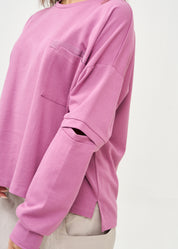 Purple Long Sleeve Sweatshirt with Open Back