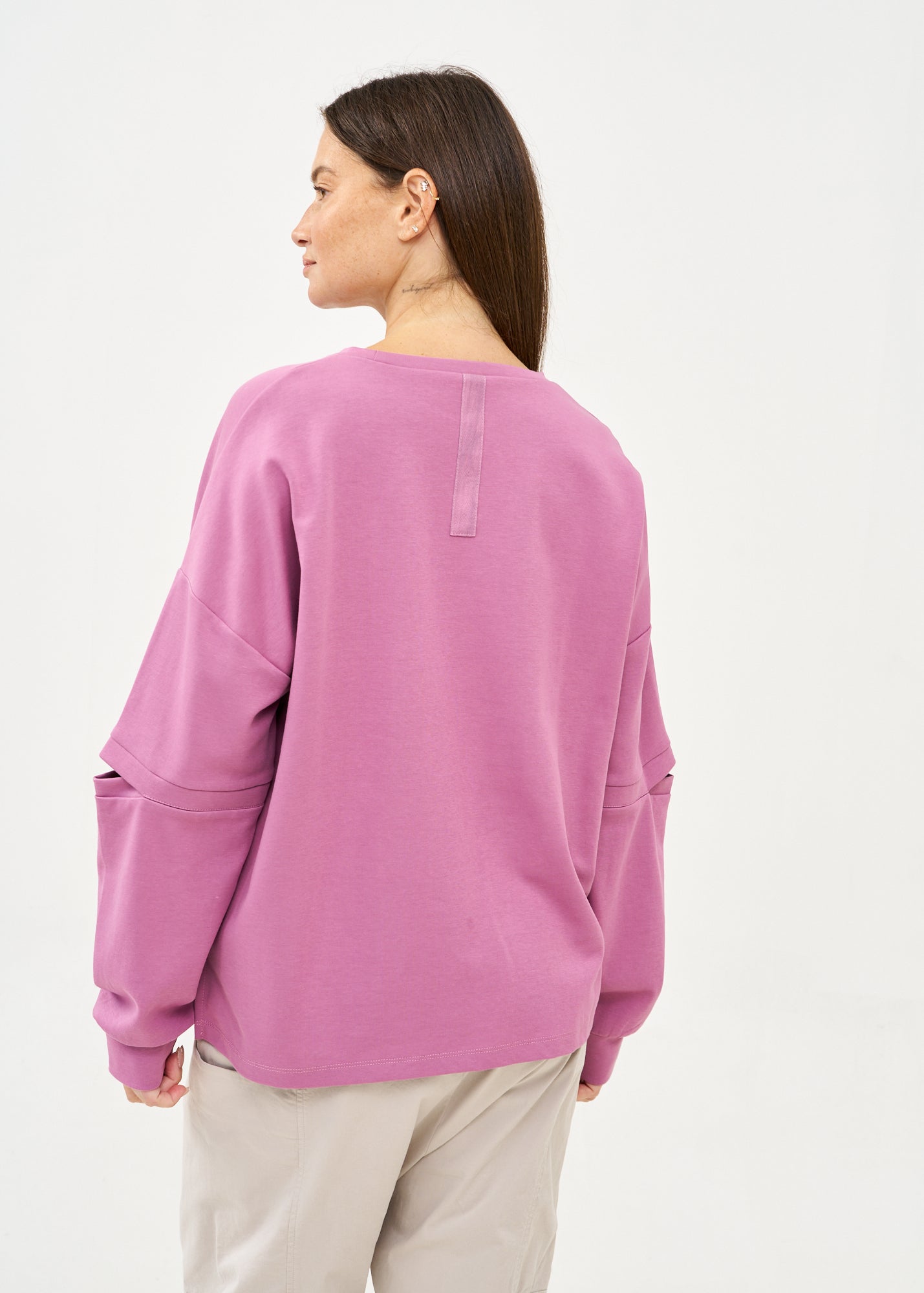 Purple Long Sleeve Sweatshirt with Open Back