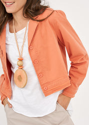 Jacket with two front pockets and a cropped hem, orange