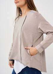 Wash jacket with square key zipper, gray wash