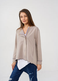 Wash jacket with square key zipper, gray wash - 00