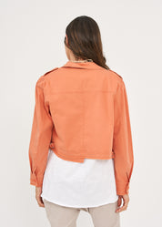 Jacket with two front pockets and a cropped hem, orange