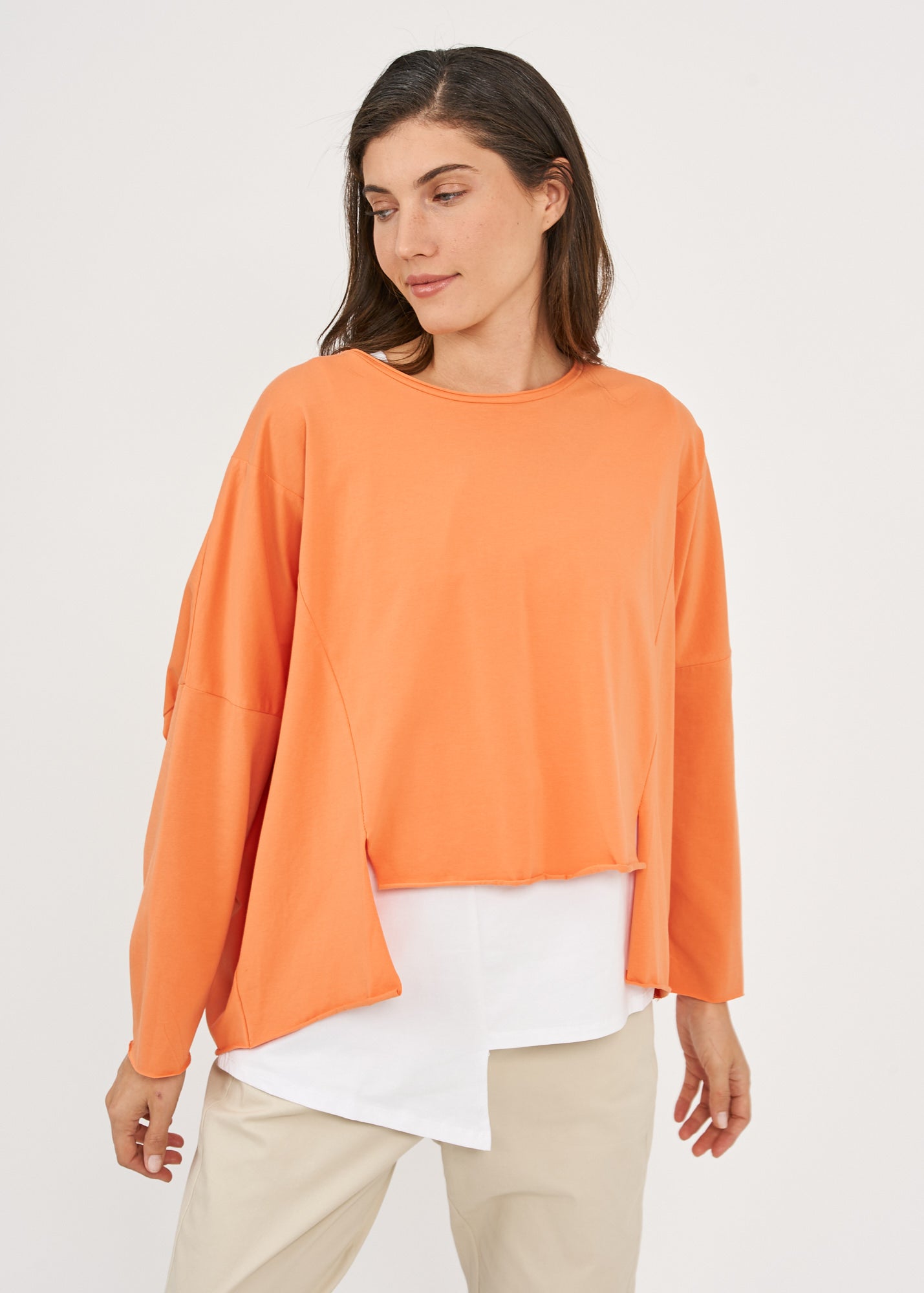Orange long sleeve oversized shirt