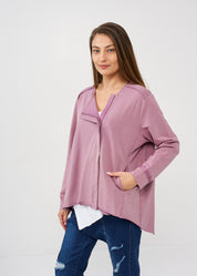 Wash jacket with a square key zipper, purple wash