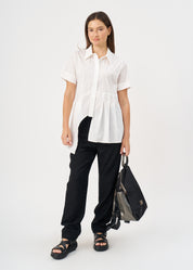 Offwhite half-pleated button-down shirt