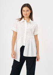 Offwhite half-pleated button-down shirt