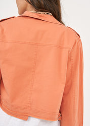Jacket with two front pockets and a cropped hem, orange